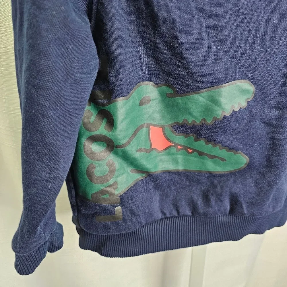 Lacoste Navy Blue Crocodile Graphic Crewneck Sweatshirt Size 3 - Picture 5 of 12